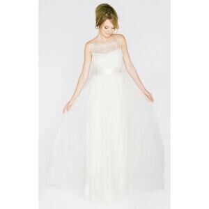 Saja Whimsical Wedding Dress 100% Silk Lace Womans 8